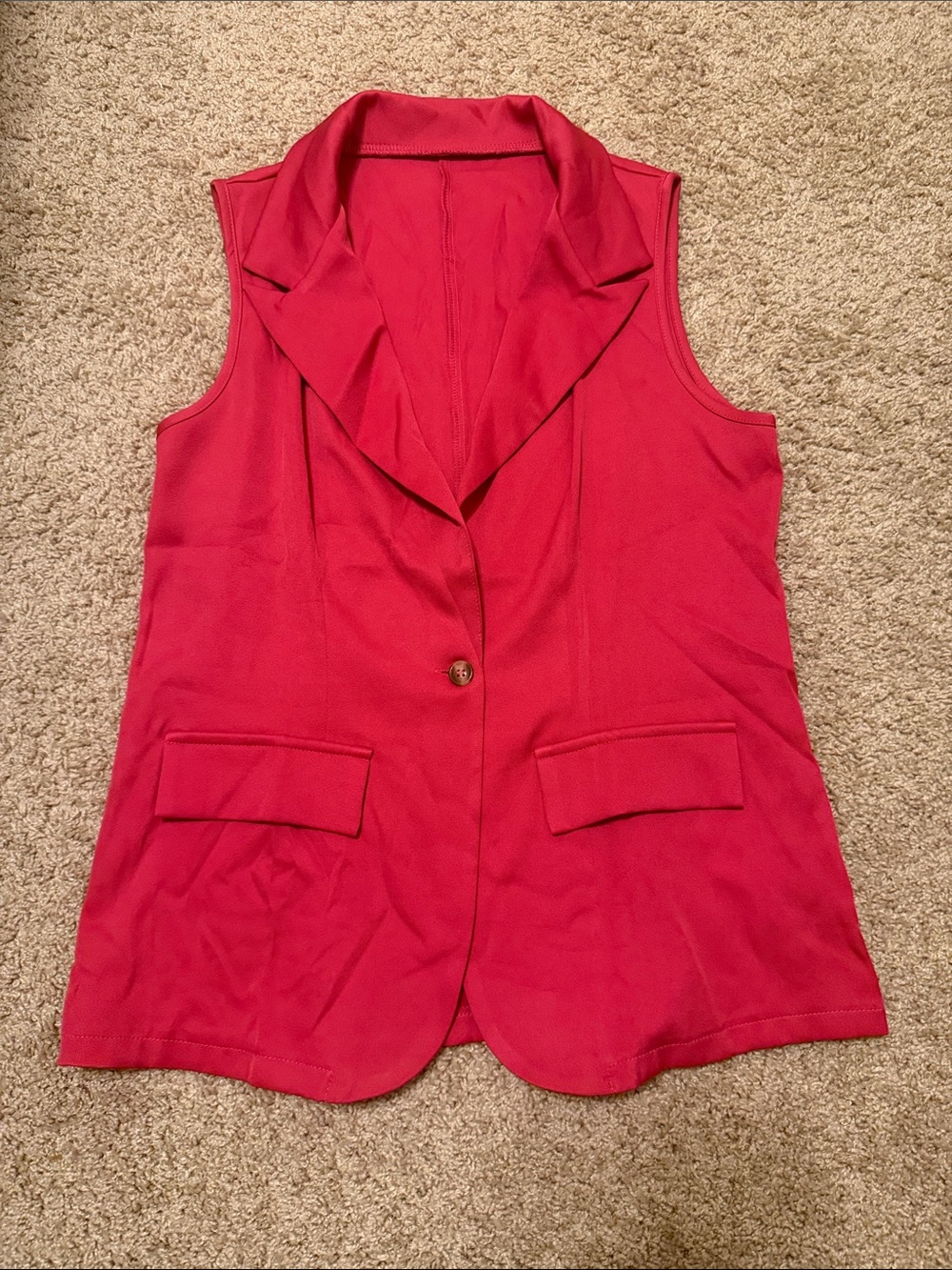SHEIN Pink Notched-Lapel Sleeveless Blazer Vest